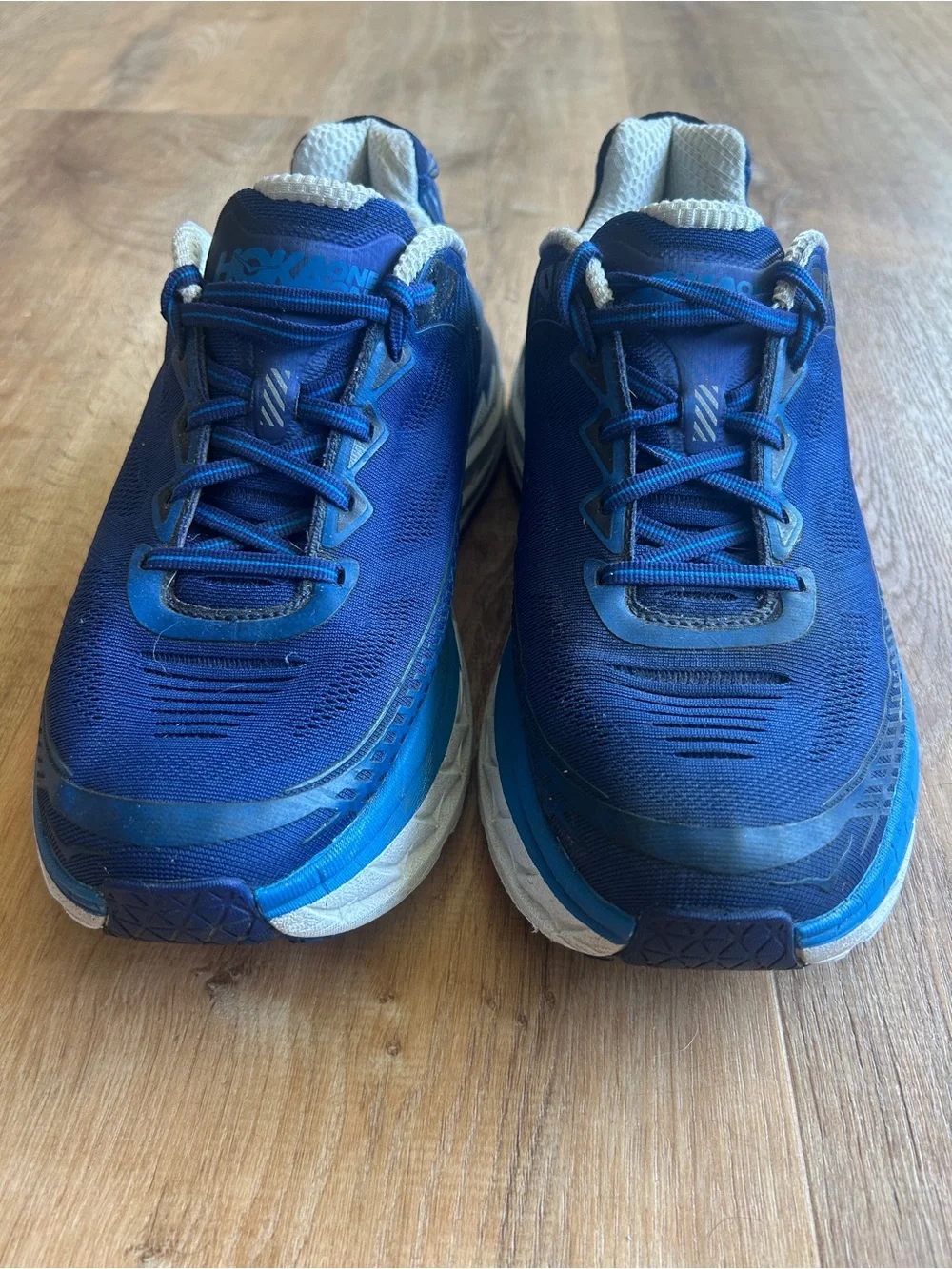 HOKA One One Bondi 5 Men’s Lace Up Running Shoes Blue/White US 10
